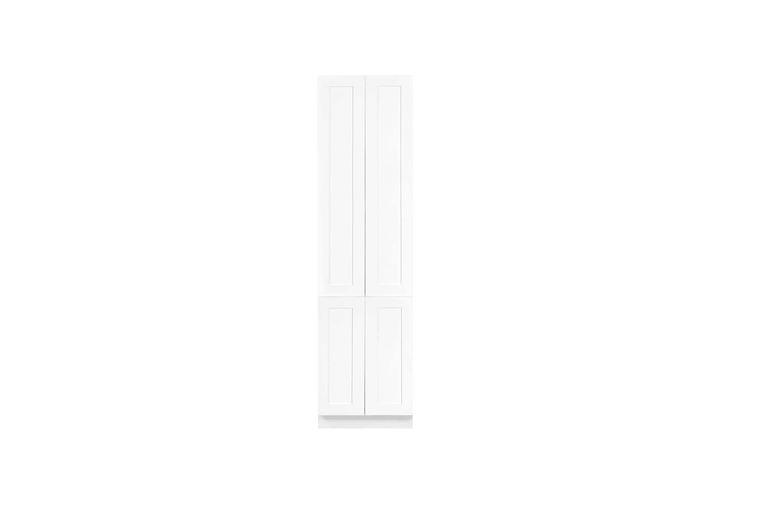 24" × 90" × 24" Tall Pantry — White Shaker cabinet, front view